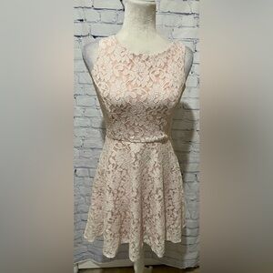 SPEECHLESS Pink Floral Lace Sleeveless Fit and Flare Juniors Dress Size M